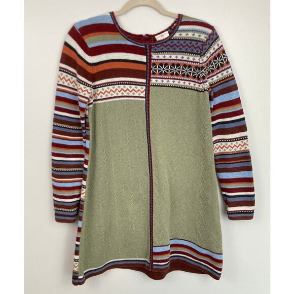 Vintage Hanna Andersson Girls 150 FLAW Storyteller Nordic Stripe Sweater Dress - Picture 1 of 11